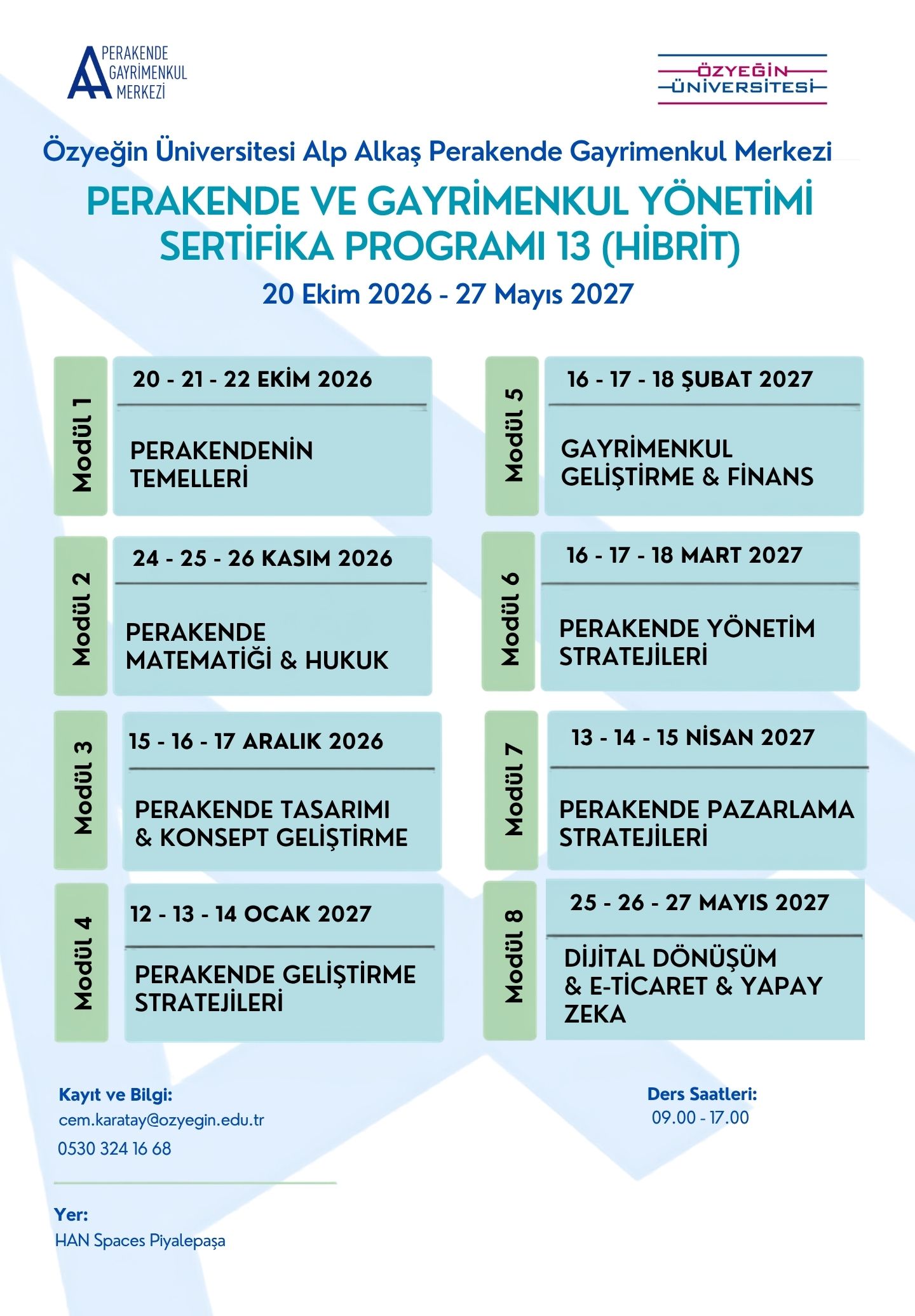 ÖzÜ AA PGM 13. PERAKENDE VE GAYRİMENKUL YÖNETİMİ SERTİFİKA PROGRAMI