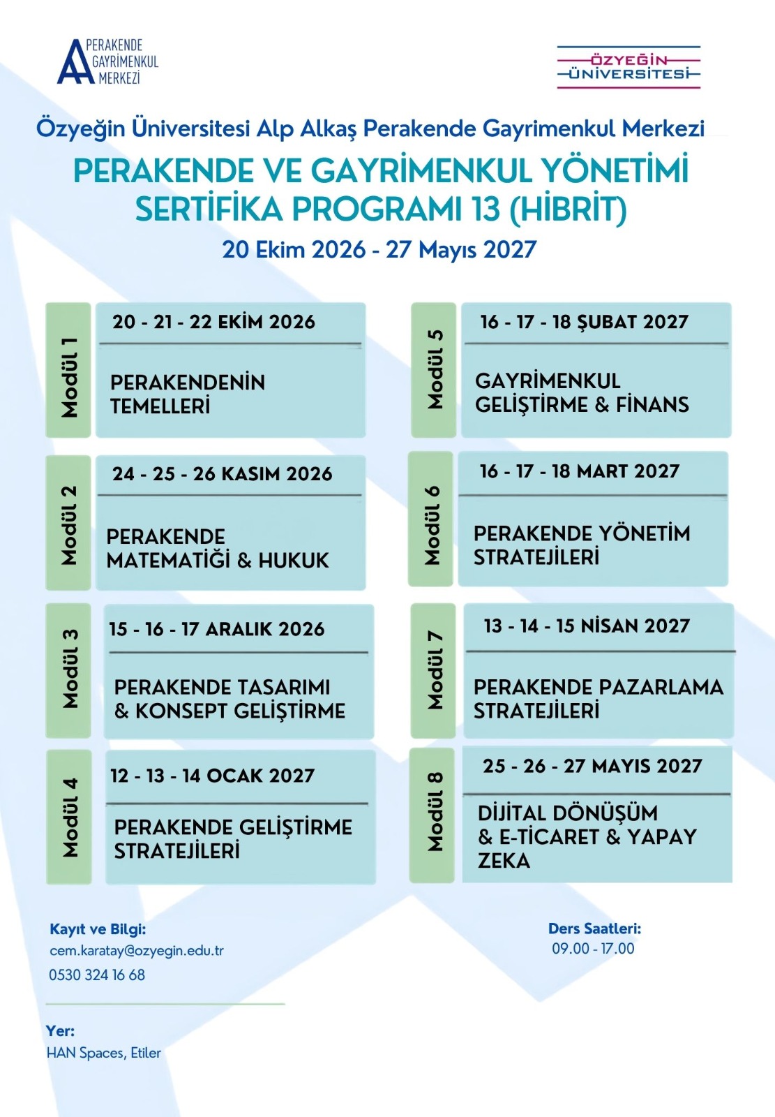 ÖzÜ AA PGM 13. PERAKENDE VE GAYRİMENKUL YÖNETİMİ SERTİFİKA PROGRAMI