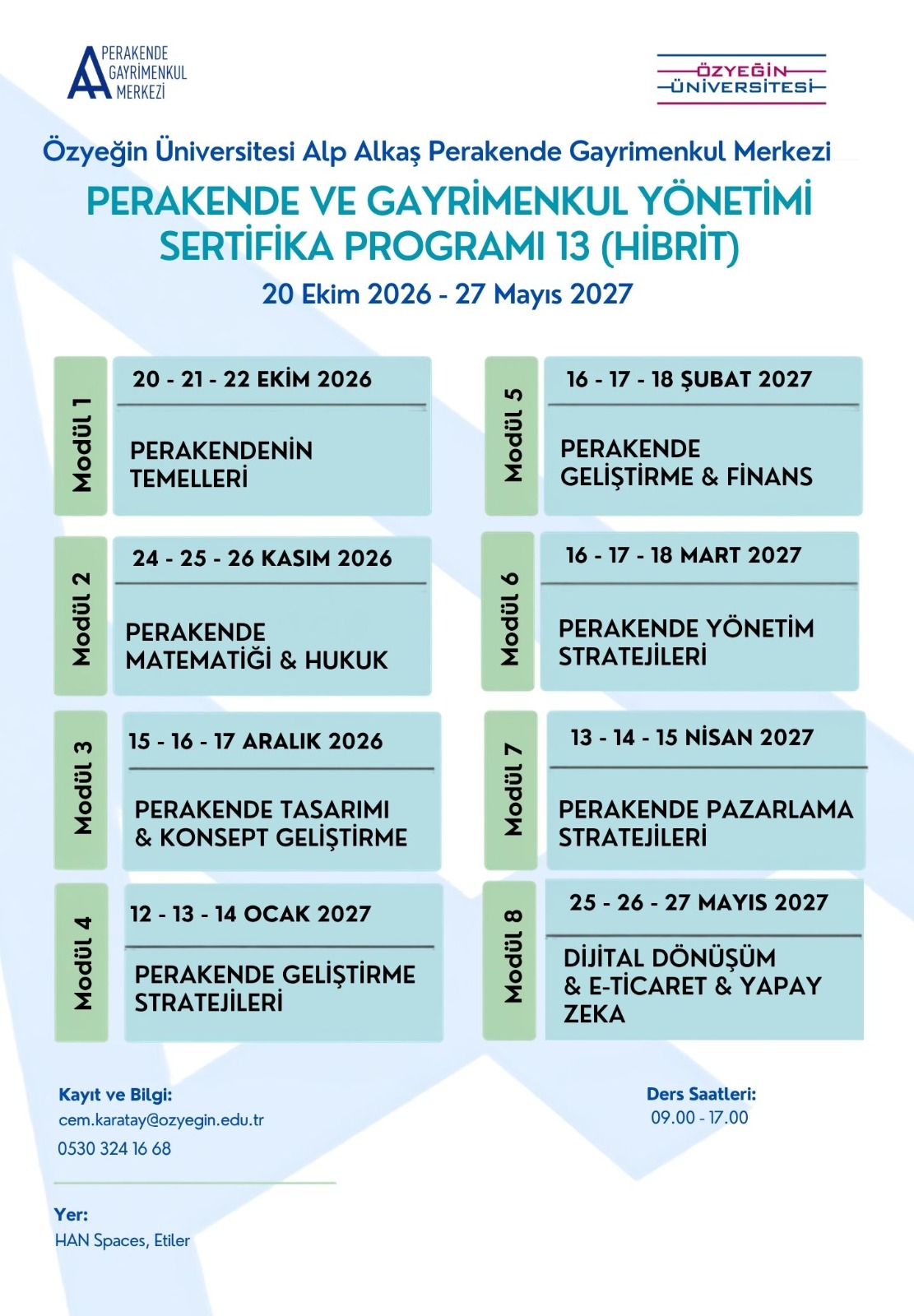 ÖzÜ AA PGM 13. PERAKENDE VE GAYRİMENKUL YÖNETİMİ SERTİFİKA PROGRAMI